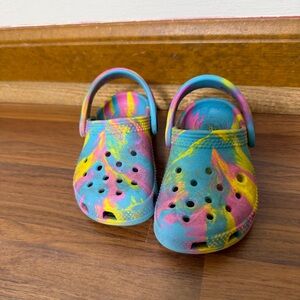 Crocs Classic Clog Toddler Size C6 Tie Dye Marbled Blue Pink Yellow